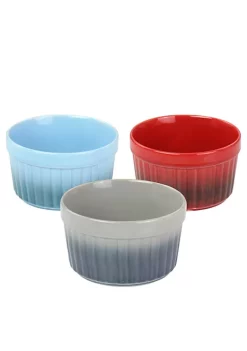 Gibson Home 8 Ounce Thornburg 3 Piece Stoneware Assorted Ramekin Dish Set