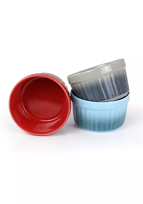 Gibson Home 8 Ounce Thornburg 3 Piece Stoneware Assorted Ramekin Dish Set 4 Gibson Home 8 Ounce Thornburg 3 Piece Stoneware Assorted Ramekin Dish Set - Image 2