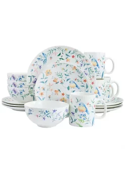 Gibson Home Butterfly Floral 16 Piece Fine Ceramic Dinnerware Set -Fossil store Belk 331