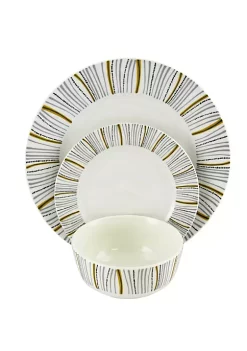 Gibson Home Classic Burst Decorated 12 Piece Dinnerware Set