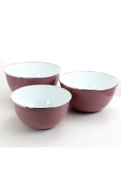 Gibson Home Plaza Cafe 3 Piece Stackable Nesting Mixing Bowl Set with Lids in Lavender -Fossil store Belk 382