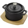 Gibson Home Campton 0.3 Quart Mini Round Cast Iron Casserole Dutch Oven with Lid and Wooden Base -Fossil store Belk 391