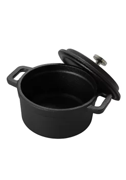 Gibson Home Campton 0.3 Quart Mini Round Cast Iron Casserole Dutch Oven with Lid and Wooden Base -Fossil store Belk 395
