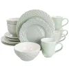 Gibson Home Quilted Eyelet 16 Piece Round Fine Ceramic Dinnerware Set in Light Green -Fossil store Belk 397