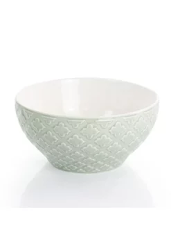 Gibson Home Quilted Eyelet 16 Piece Round Fine Ceramic Dinnerware Set in Light Green -Fossil store Belk 401