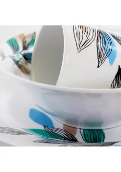 Gibson Home Vineyard Blue 12 Piece Round Fine Ceramic Dinnerware Set -Fossil store Belk 434