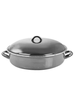 Gibson Home 5 Quart Gray Enamel on Steel Braiser Pan with Lid