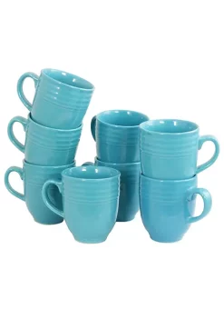 Gibson Home Plaza Cafe Eight Piece 15 Ounce Mug Set in Turquoise -Fossil store Belk 453