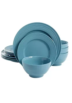Gibson Home Plaza Cafe 12 Piece Stoneware Dinnerware Set -Fossil store Belk 464