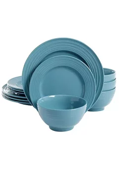 Gibson Home Plaza Cafe 12 Piece Stoneware Dinnerware Set -Fossil store Belk 465
