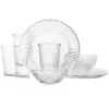 Gibson Home Clearview Stripes 12 Piece Embossed Glass Dinnerware Set -Fossil store Belk 466