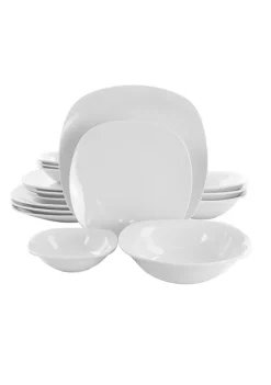 Gibson Home Zen Cafe 16 Piece Square Fine Ceramic Dinnerware Set -Fossil store Belk 474