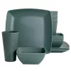 Gibson Home Grayson Melamine 12 Piece Square Dinnerware Set in Green -Fossil store Belk 475