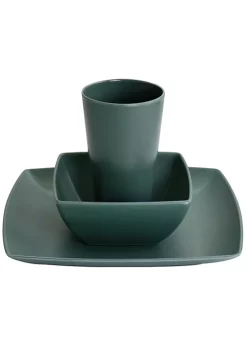 Gibson Home Grayson Melamine 12 Piece Square Dinnerware Set in Green -Fossil store Belk 477