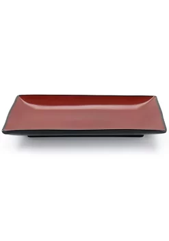 Gibson Home Urban Cafe 2 Piece 12 Inch Rectangle Stoneware Platter Set in Red -Fossil store Belk 483
