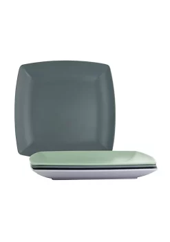 Gibson Home Grayson 4 Piece 10.5 Inch Square Melamine Dinner Plate Set in Assorted Colors -Fossil store Belk 491