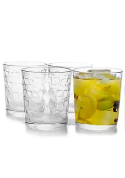 Gibson Home Great Foundations 4-Piece 13 oz. Double Old Fashion Glass Set, Square Pattern