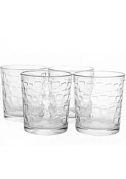 Gibson Home Great Foundations 4-Piece 13 oz. Double Old Fashion Glass Set, Square Pattern -Fossil store Belk 502