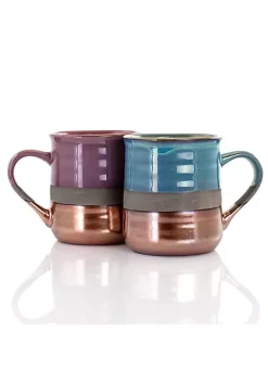 Gibson Home Copper Tonal 4 Piece 18 Ounce Round Stoneware Mug Set in Assorted Colors -Fossil store Belk 541