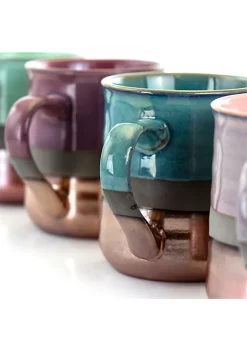 Gibson Home Copper Tonal 4 Piece 18 Ounce Round Stoneware Mug Set in Assorted Colors -Fossil store Belk 542