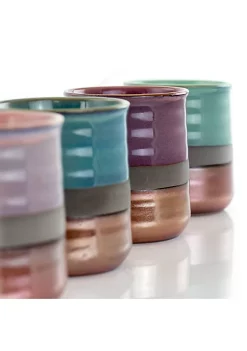 Gibson Home Copper Tonal 4 Piece 18 Ounce Round Stoneware Mug Set in Assorted Colors -Fossil store Belk 543