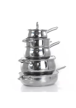 Gibson Home Ancona 12 Piece Stainless Steel Belly Shaped Cookware Set with Kitchen Tools -Fossil store Belk 559