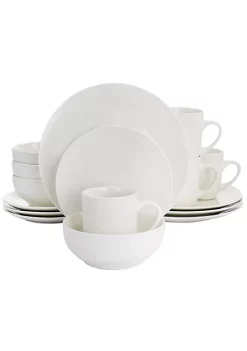 Gibson Home Milton Court Fine Ceramic 16 Piece Dinnerware Set in White -Fossil store Belk 568