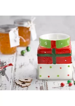 Gibson Home Christmas Estate 7.5 Inch Gift Box Holiday Cookie Jar -Fossil store Belk 57