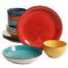 Gibson Home Color Speckle 12 Piece Mix and Match Double Bowl Dinnerware Set -Fossil store Belk 575