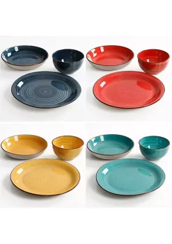 Gibson Home Color Speckle 12 Piece Mix and Match Double Bowl Dinnerware Set -Fossil store Belk 577