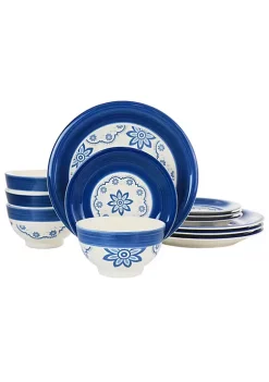 Gibson Home 12 Piece Sundial Ceramic Dinnerware Set -Fossil store Belk 586