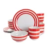 Gibson Home Sunset Stripes 12 Piece Round Fine Ceramic Dinnerware Set -Fossil store Belk 593