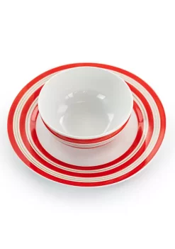 Gibson Home Sunset Stripes 12 Piece Round Fine Ceramic Dinnerware Set -Fossil store Belk 594