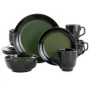 Gibson Home Bella Galleria 16 Piece Round Stoneware Dinnerware Set in Green -Fossil store Belk 6