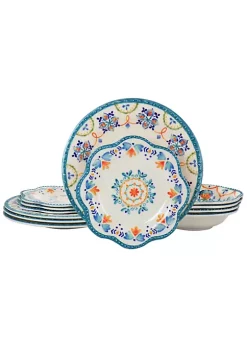 Gibson Home 12 Piece Tamara Melamine Dinnerware Set -Fossil store Belk 604