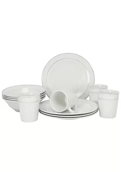 Gibson Home Tuxedo Deluxe 12 Piece Dinnerware Set -Fossil store Belk 609