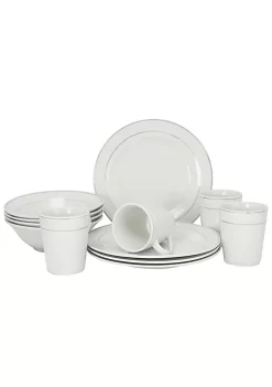 Gibson Home Tuxedo Deluxe 12 Piece Dinnerware Set -Fossil store Belk 610