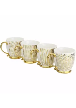 Gibson Home Gold Finch 4 Piece 16.7oz Electroplated Fine Ceramic Mug Set in Gold
