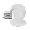 Gibson Home Classic Pearl 12 Piece Square Fine Ceramic Dinnerware Set -Fossil store Belk 628