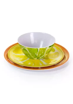 Gibson Home Sunny Citrus 12 Piece Round Melamine Dinnerware Set -Fossil store Belk 640