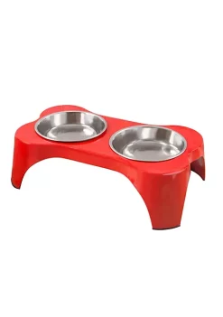 Gibson Home Bow Wow Meow Elevated Feeder Pet Bowl -Fossil store Belk 653