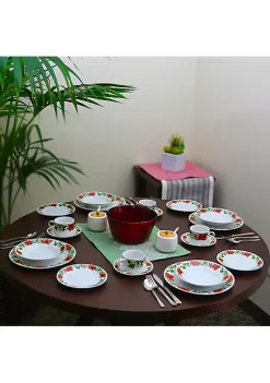 Gibson Home 20 Piece Poinsettia Holiday Dinnerware Set -Fossil store Belk 670