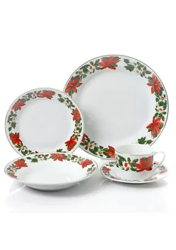 Gibson Home 20 Piece Poinsettia Holiday Dinnerware Set -Fossil store Belk 671