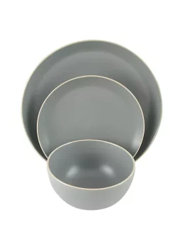 Gibson Home Rockaway 12 Piece Stoneware Dinnerware Set -Fossil store Belk 677