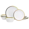 Gibson Home Premier Gold Fine Ceramic 12 Piece Dinnerware Set -Fossil store Belk 679