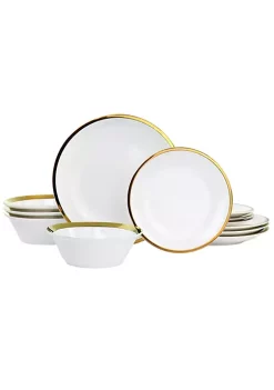 Gibson Home Premier Gold Fine Ceramic 12 Piece Dinnerware Set
