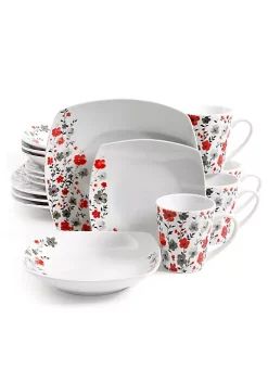 Gibson Home Rosetta Floral 16 Piece Fine Ceramic Dinnerware Set