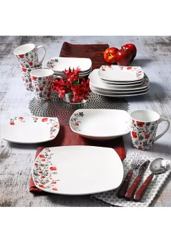 Gibson Home Rosetta Floral 16 Piece Fine Ceramic Dinnerware Set -Fossil store Belk 695