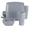 Gibson Home 12 Piece Grayson Melamine Square Dinnerware Set
