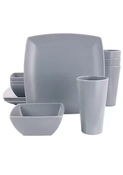 Gibson Home 12 Piece Grayson Melamine Square Dinnerware Set -Fossil store Belk 711